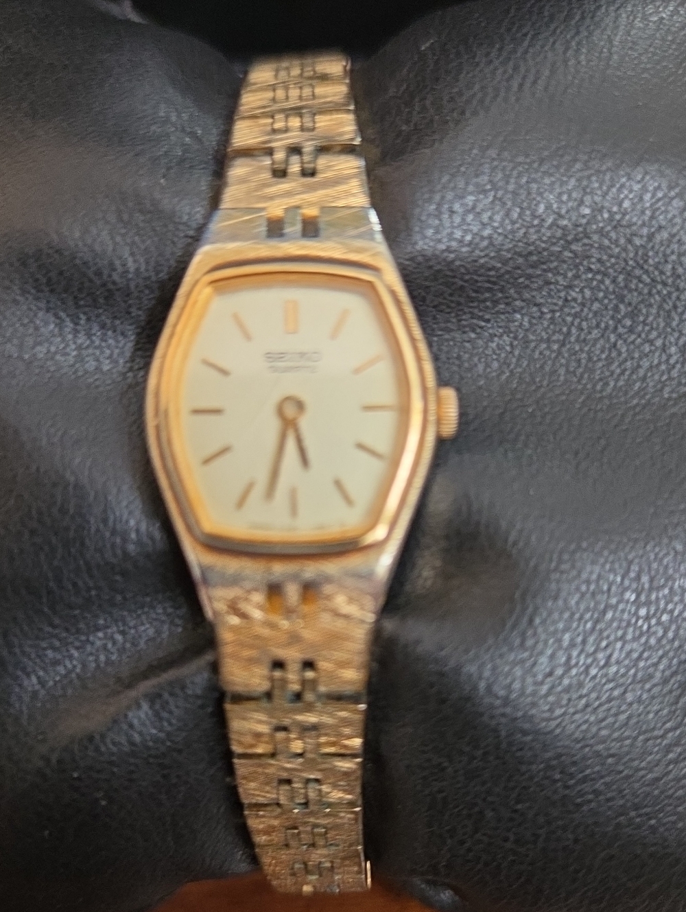 Seiko Gold Tone Watch with Light Champagne Dial